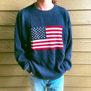 Fourth Of July Patriotic Flag Knit Sweater
